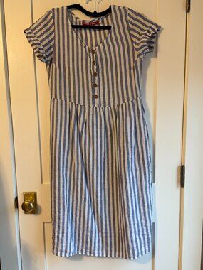 Pyne & Smith Blue and White Stripe No 11 Linen Dress